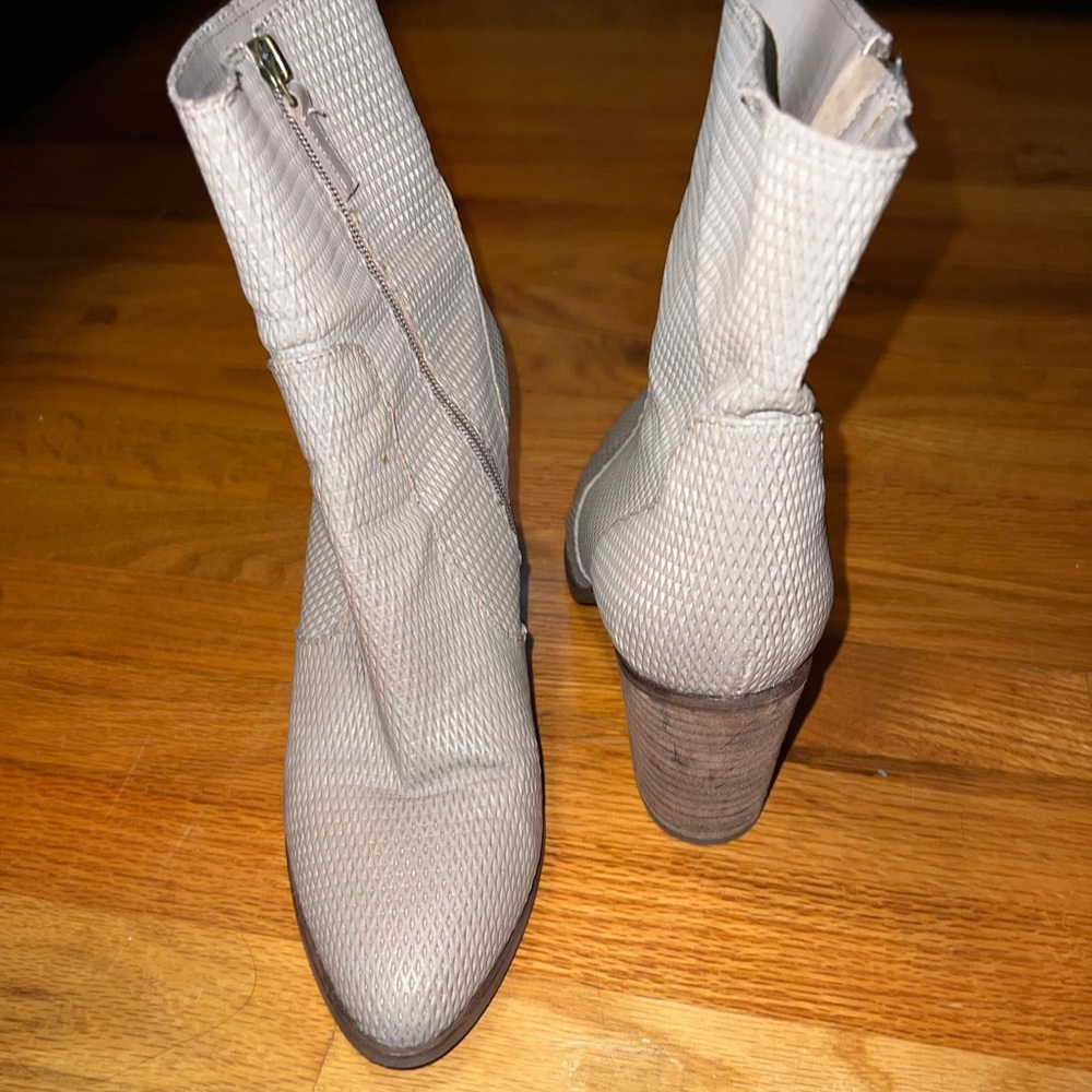 Beige Heeled Booties